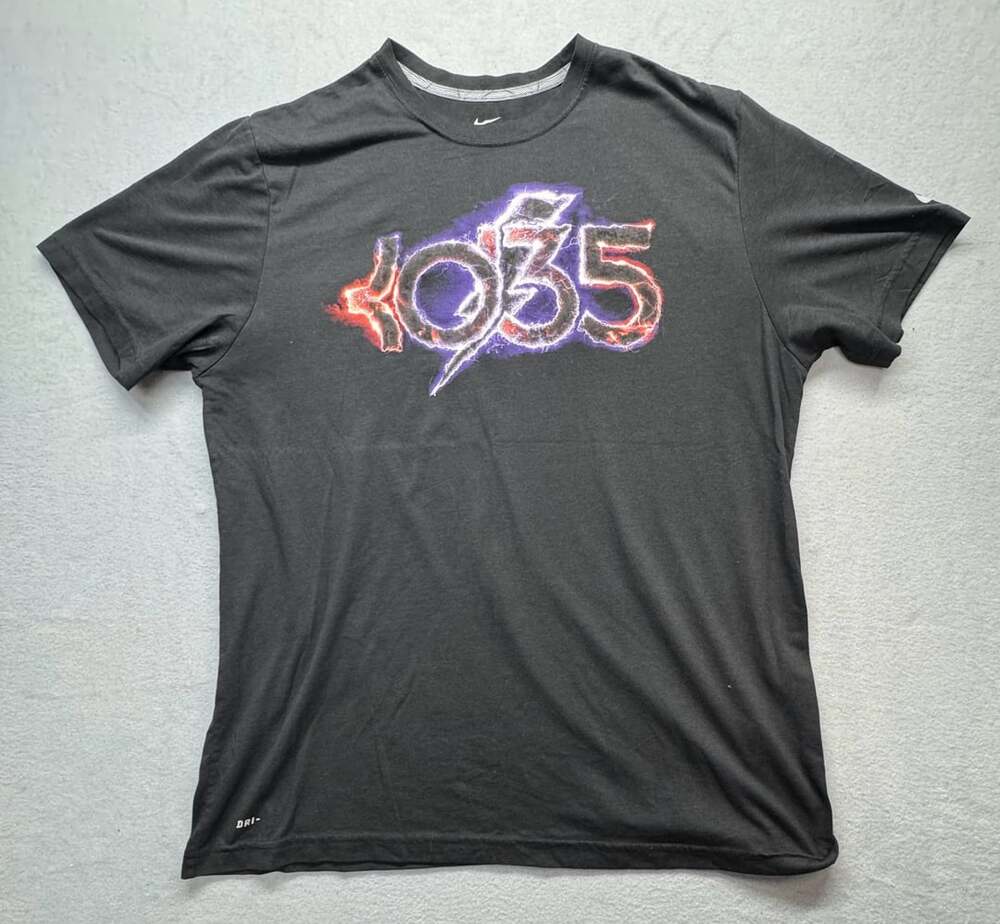 Nike KD35 T-Shirt Size XL Black Lightning Graphic Dri-Fit Basketball